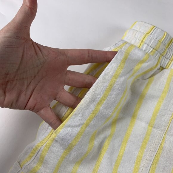 Universal Thread Yellow Lemon Striped Linen Blend Pull On Shorts L - Picture 2 of 5